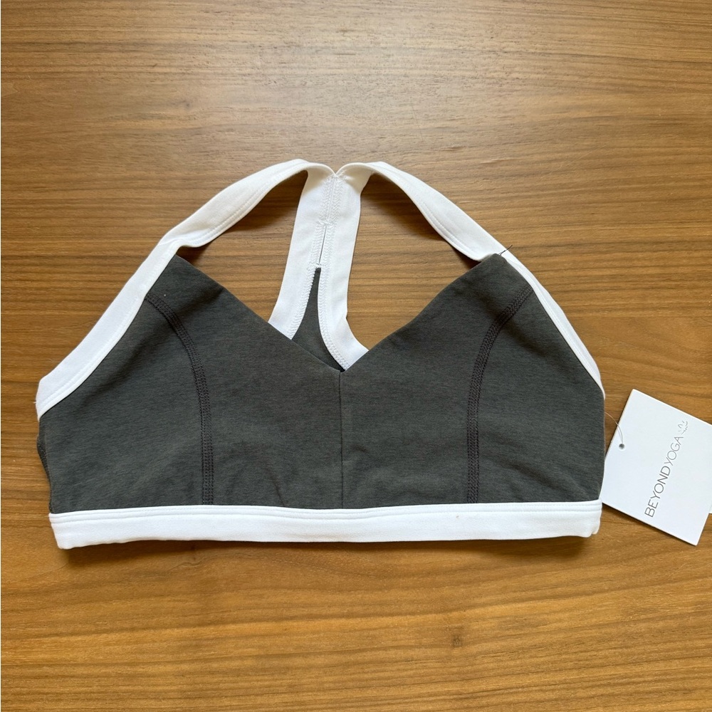 Beyond Yoga Charcoal and White Active Bra